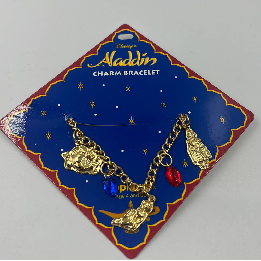 Applause Vintage Disney Aladdin Charm Bracelet #45774 Gold Colored Bracelet Kids